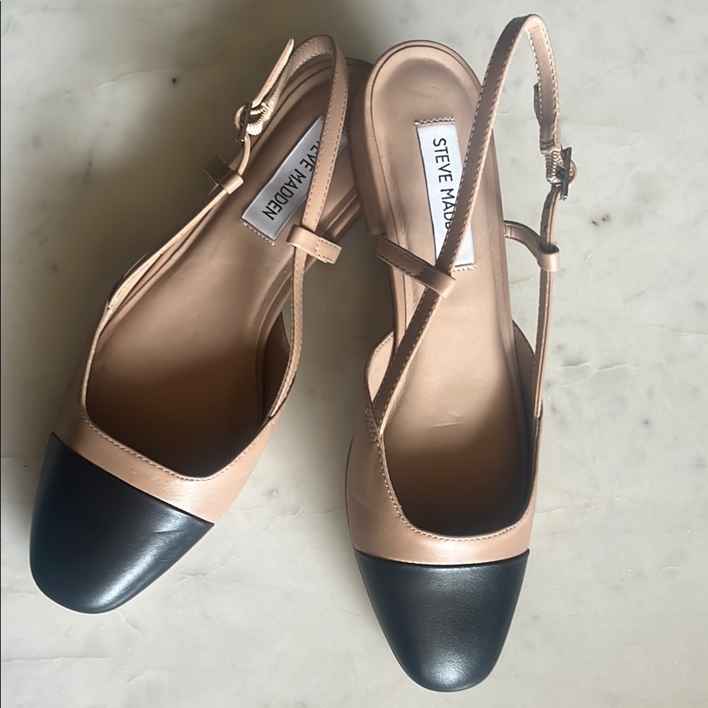 Steve Madden Women's Black and Tan Slingback Shoes NWOT